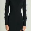 ENDLESS ROSE Sweaters & Knits | Tops*- Rhinestone Bow Knit Dress with Slit BLACK