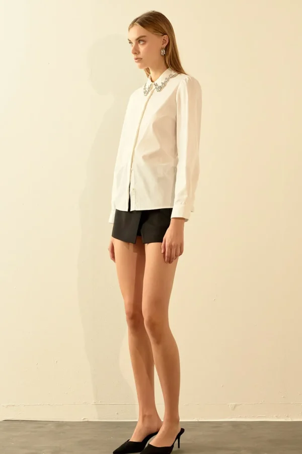 ENDLESS ROSE Shirts & Blouses*- Rhinestone Detailed Shirt OFFWHITE