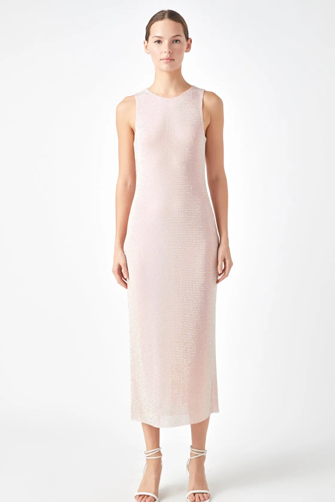 endless_rose__rhinestone__4.webp ENDLESS ROSE Bodycon Dresses | Tops*- Rhinestone Mesh Midi Dress