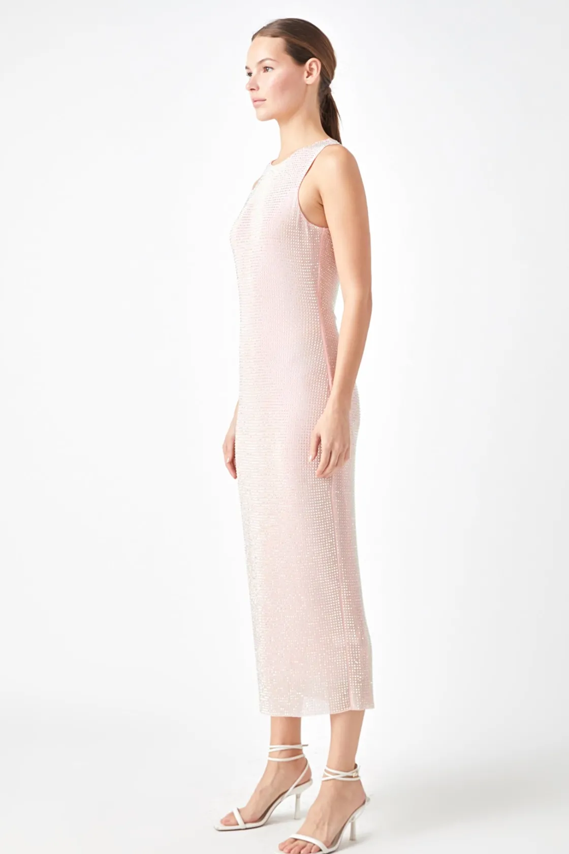 endless_rose__rhinestone__6.webp ENDLESS ROSE Bodycon Dresses | Tops*- Rhinestone Mesh Midi Dress