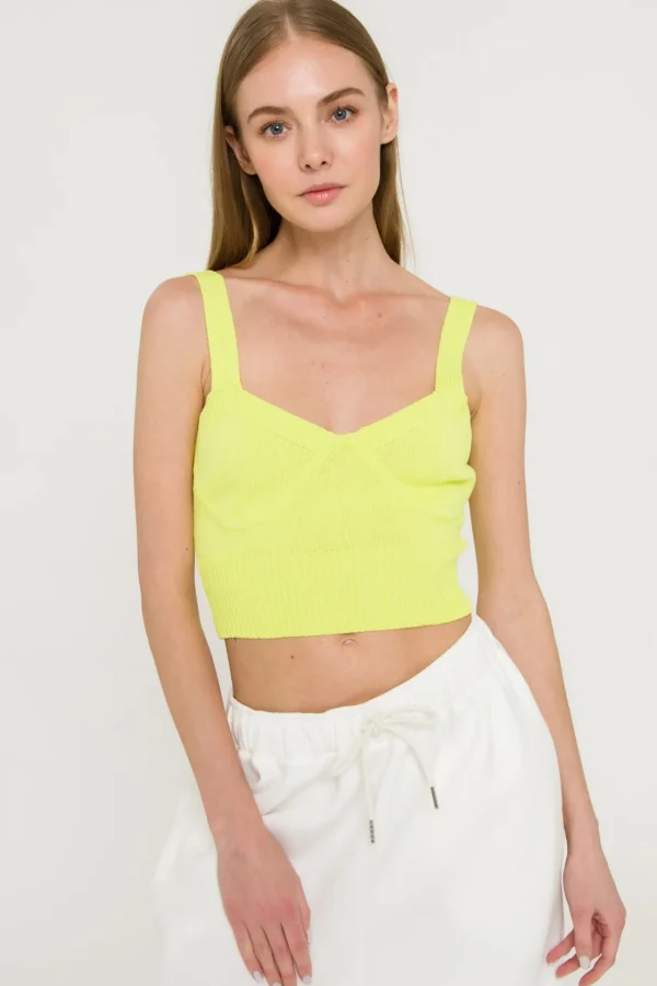 ENDLESS ROSE Sweaters & Knits | Tops*- Ribbed Crop Top LIME