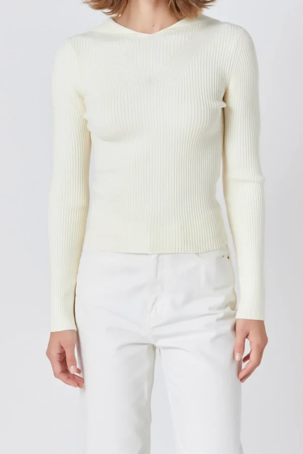 ENDLESS ROSE Sweaters & Knits | Tops*- Ribbed Detail Hoodie Sweater CREAM