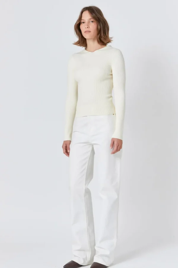 ENDLESS ROSE Sweaters & Knits | Tops*- Ribbed Detail Hoodie Sweater CREAM