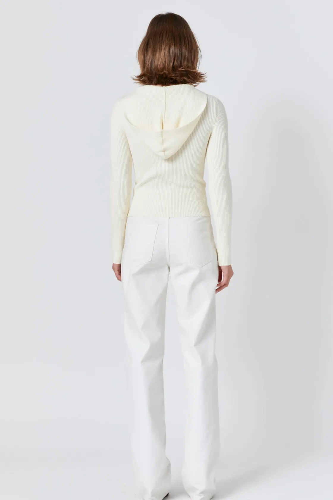 endless_rose__ribbed_deta_2.webp ENDLESS ROSE Sweaters & Knits | Tops*- Ribbed Detail Hoodie Sweater CREAM