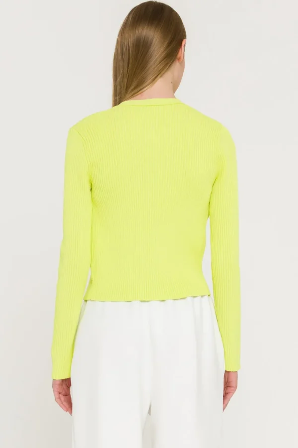 ENDLESS ROSE Sweaters & Knits*- Ribbed Knit Cardigan LIME