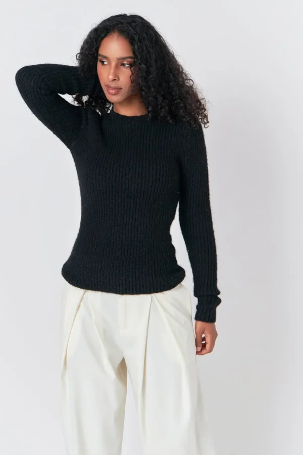 ENDLESS ROSE Sweaters & Knits | Tops*- Ribbed Long Sleeve Top BLACK