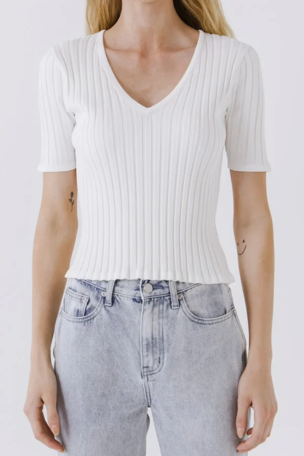 ENDLESS ROSE Sweaters & Knits | Tops*- Ribbed Short Sleeve Knit Top