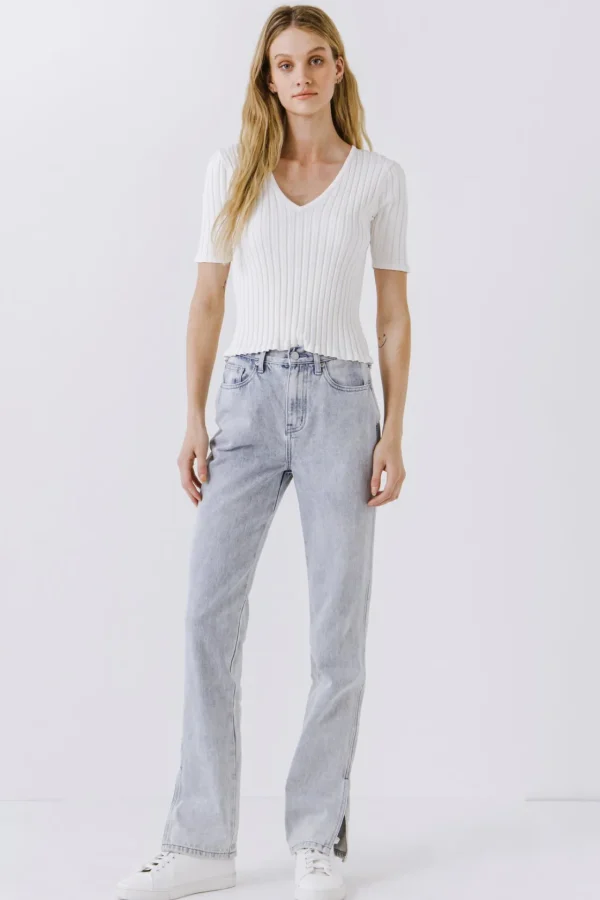 ENDLESS ROSE Sweaters & Knits | Tops*- Ribbed Short Sleeve Knit Top