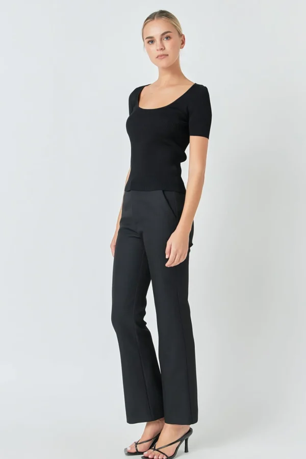 ENDLESS ROSE Tops*- Ribbed Short Sleeve Top