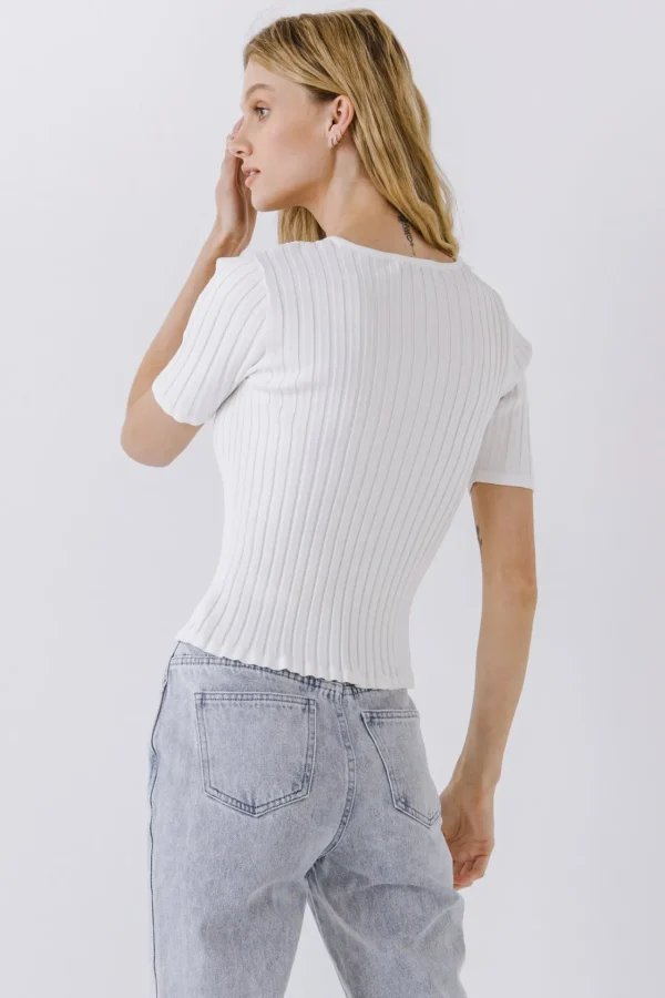 ENDLESS ROSE Sweaters & Knits | Tops*- Ribbed Short Sleeve Knit Top