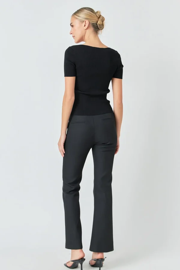 ENDLESS ROSE Tops*- Ribbed Short Sleeve Top