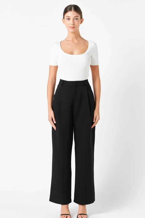 ENDLESS ROSE Tops*- Ribbed Short Sleeve Top