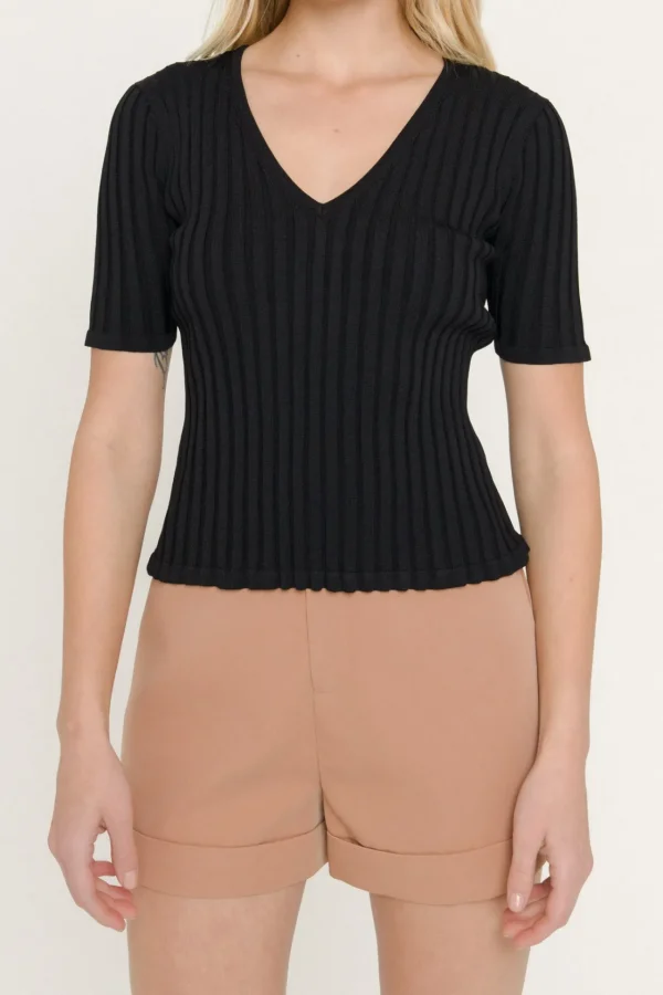 ENDLESS ROSE Sweaters & Knits | Tops*- Ribbed Short Sleeve Knit Top