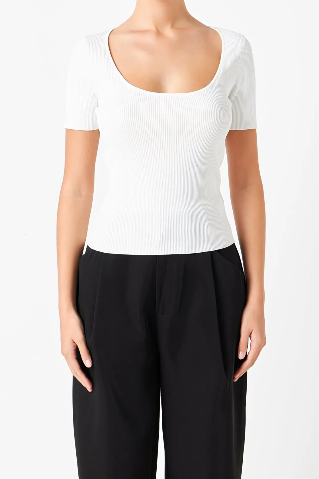 endless_rose__ribbed_shor_5.webp ENDLESS ROSE Tops*- Ribbed Short Sleeve Top