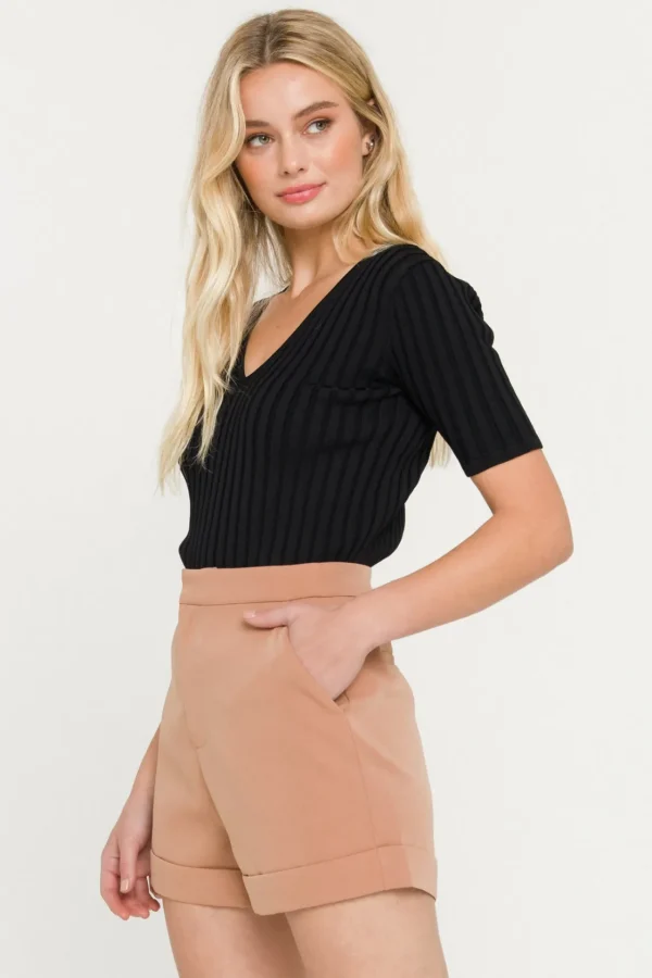 ENDLESS ROSE Sweaters & Knits | Tops*- Ribbed Short Sleeve Knit Top
