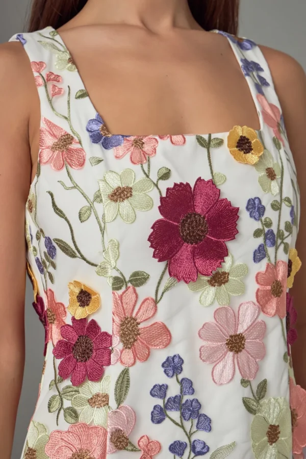 ENDLESS ROSE White Dresses | Floral Dresses*- Rosalind Floral Embroidered Mini Dress WHITE