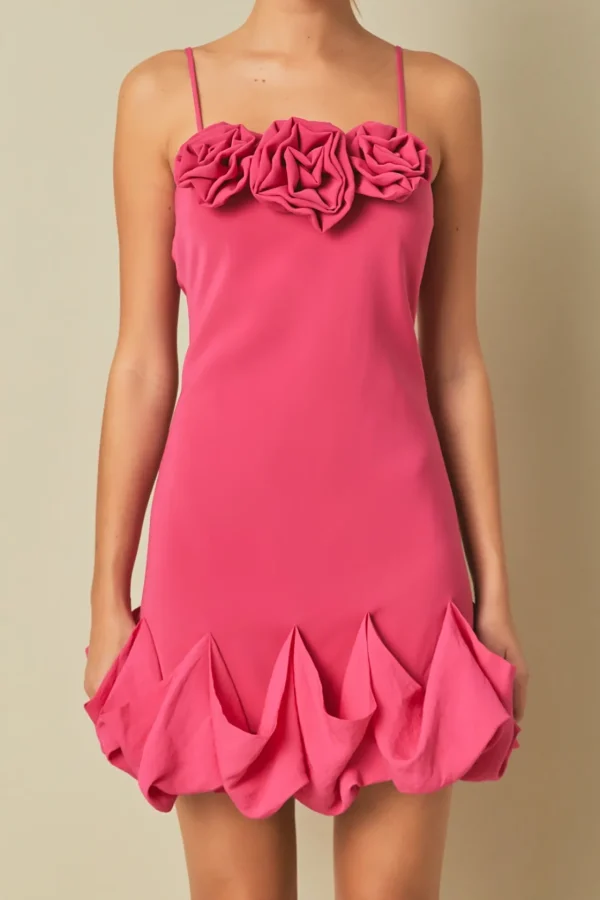 ENDLESS ROSE Tops*- Rose Bubble Mini Dress FUCHSIA