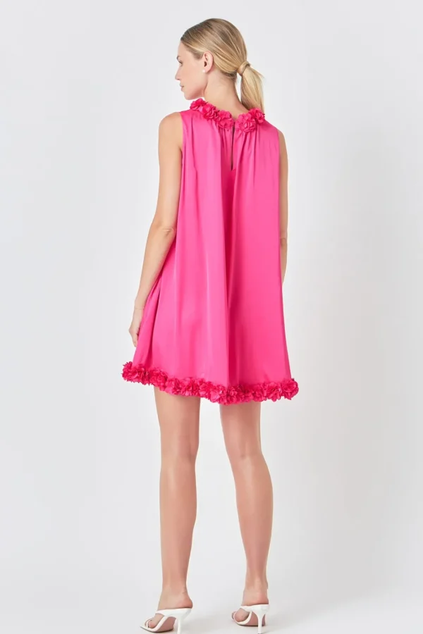 ENDLESS ROSE Tops*- Rosette Mini Dress FUCHSIA