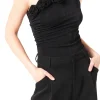 ENDLESS ROSE Tops*- Rosette One Shoulder Bodysuit BLACK