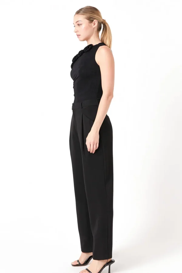 ENDLESS ROSE Tops*- Rosette One Shoulder Bodysuit BLACK