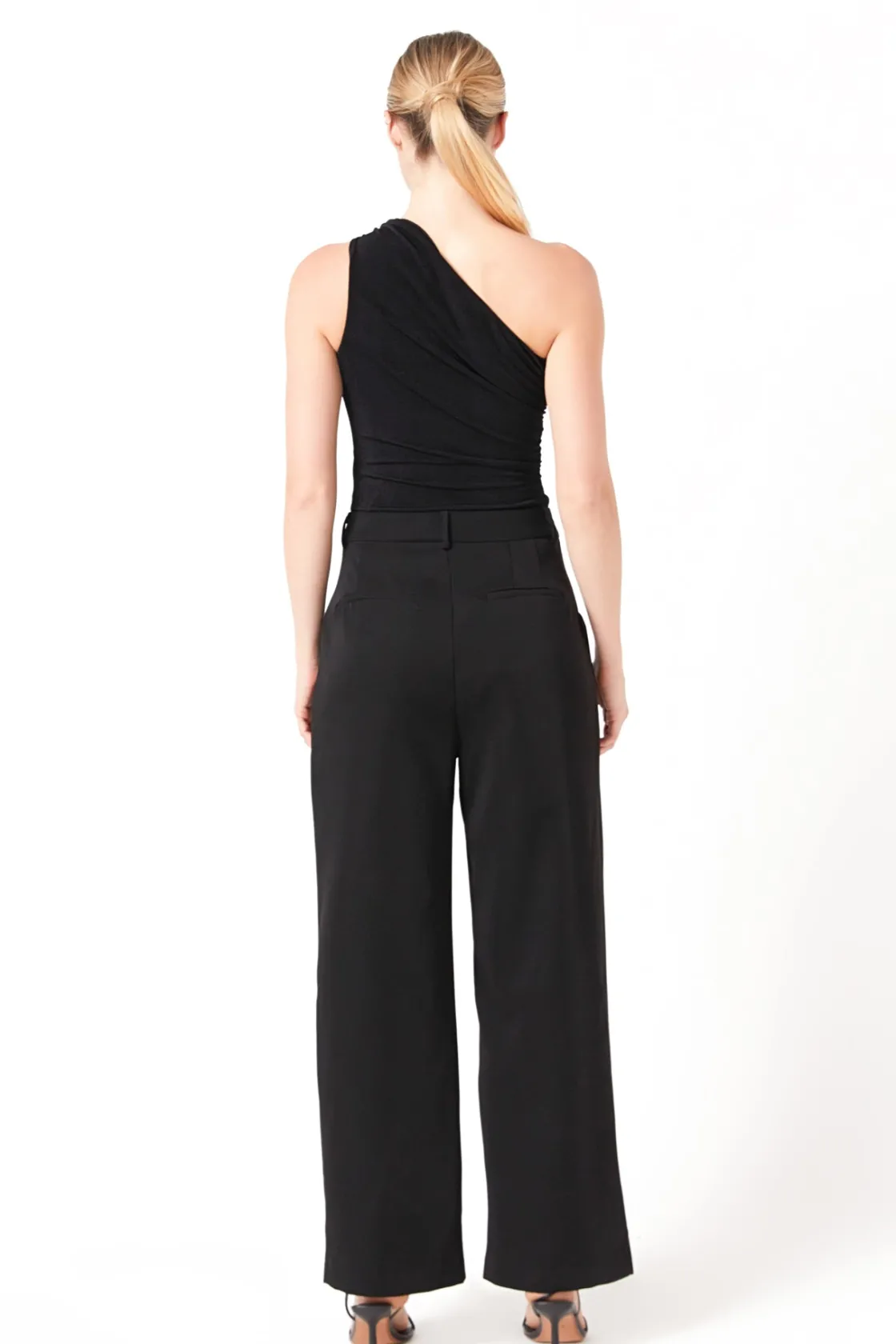 endless_rose__rosette_one_2.webp ENDLESS ROSE Tops*- Rosette One Shoulder Bodysuit BLACK