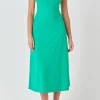 ENDLESS ROSE Floral Dresses | Tops*- Rosette Shoulder Maxi Dress KELLYGREEN