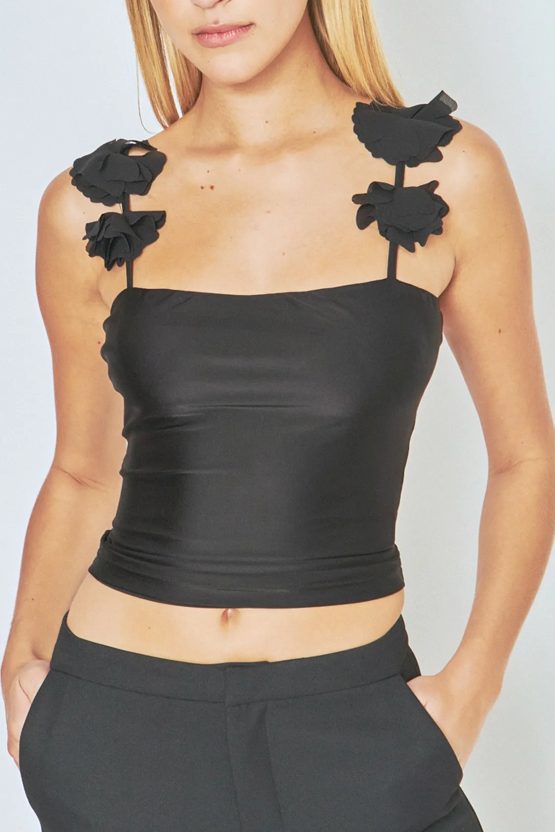 endless_rose__rosette_sho_0.webp ENDLESS ROSE Tops*- Rosette Shoulder Fitted Top