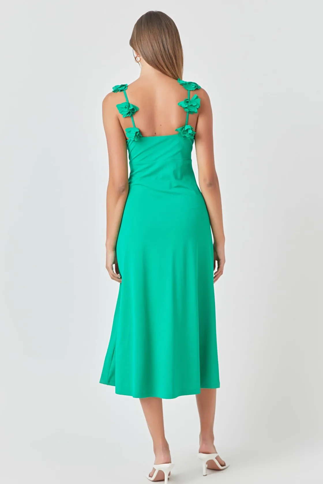endless_rose__rosette_sho_3-1.webp ENDLESS ROSE Floral Dresses | Tops*- Rosette Shoulder Maxi Dress KELLYGREEN