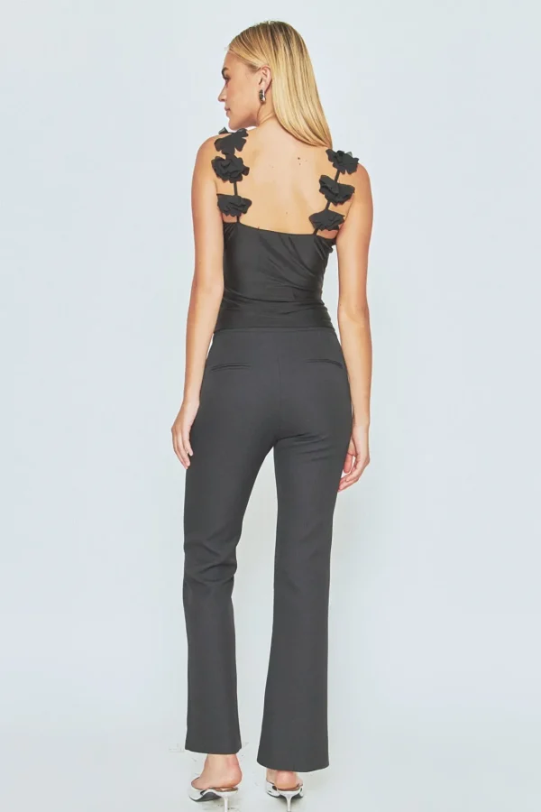 ENDLESS ROSE Tops*- Rosette Shoulder Fitted Top