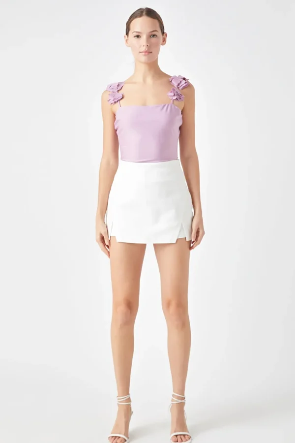 ENDLESS ROSE Tops*- Rosette Shoulder Fitted Top