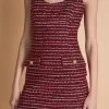 ENDLESS ROSE Tweed Dresses | Matching Sets*- Round Neck Tweed Mini Dress CRANBERRY