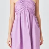 ENDLESS ROSE Tops*- Ruched Halter Neck Flounce Dress GRAPE