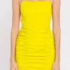 ENDLESS ROSE Tops*- Ruched Mini Dress YELLOW
