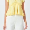 ENDLESS ROSE Tops*- Ruffle Detail Top YELLOW