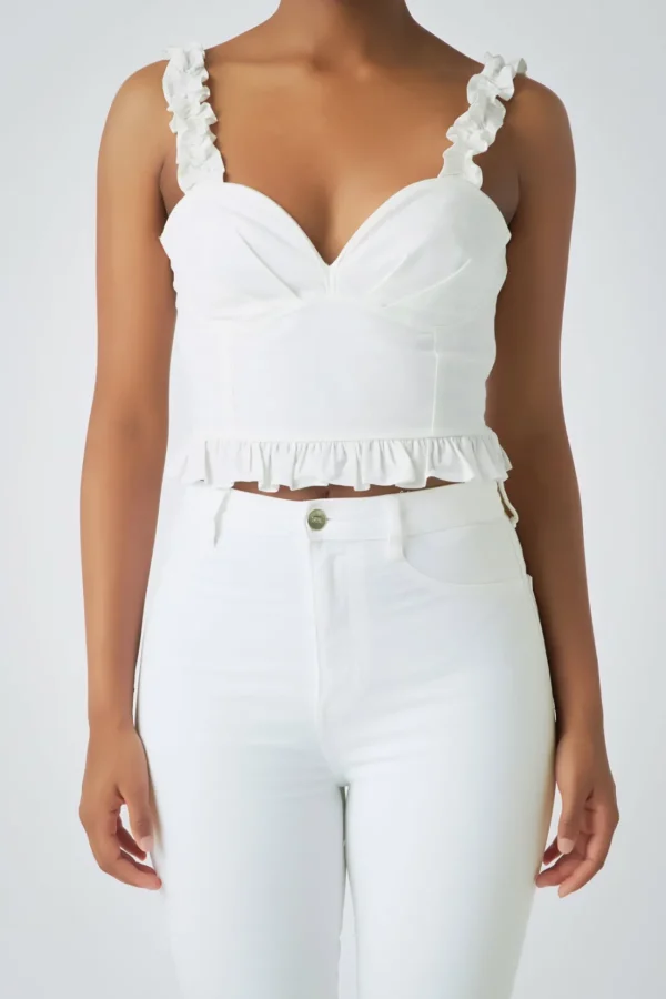 ENDLESS ROSE Tops*- Ruffle Detail Bustier Top WHITE