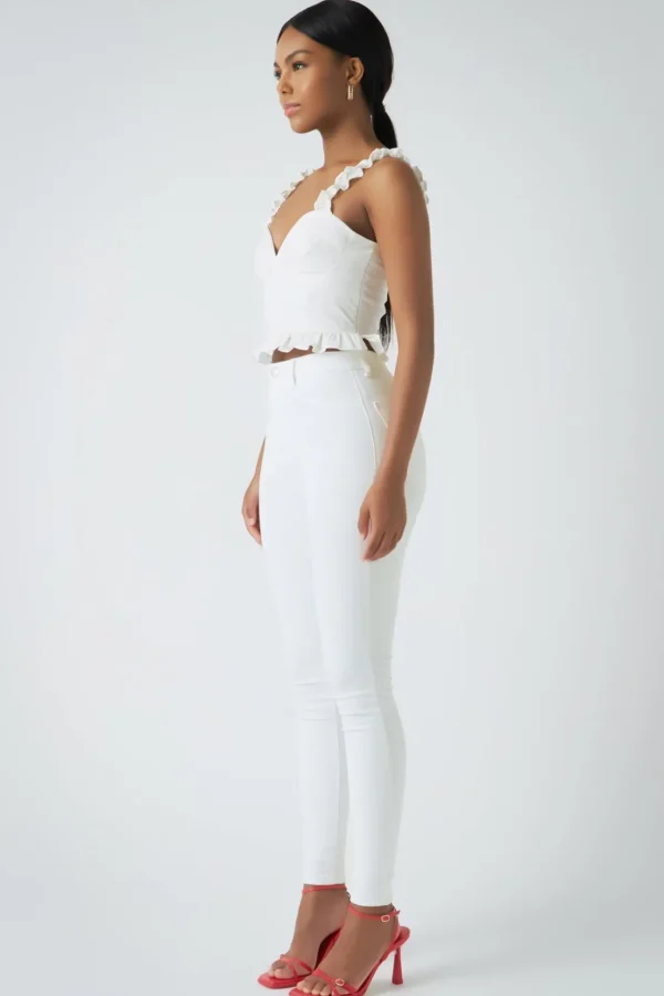 ENDLESS ROSE Tops*- Ruffle Detail Bustier Top WHITE