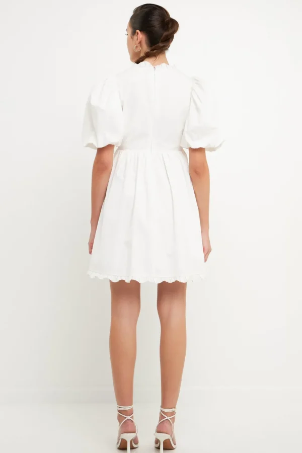 ENDLESS ROSE White Dresses | Tops*- Ruffle Detail Puff Sleeve Mini Dress