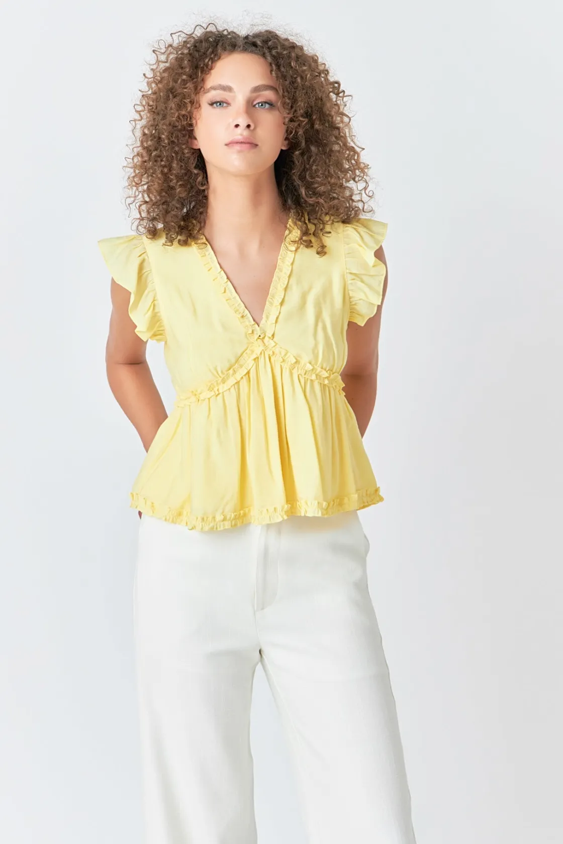 endless_rose__ruffle_deta_3-1.webp ENDLESS ROSE Tops*- Ruffle Detail Top YELLOW