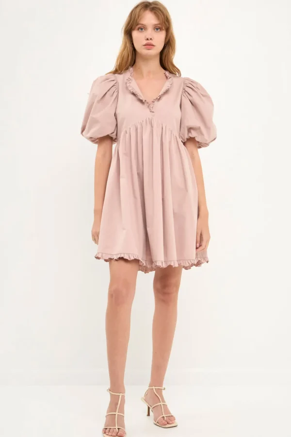 ENDLESS ROSE White Dresses | Tops*- Ruffle Detail Puff Sleeve Mini Dress