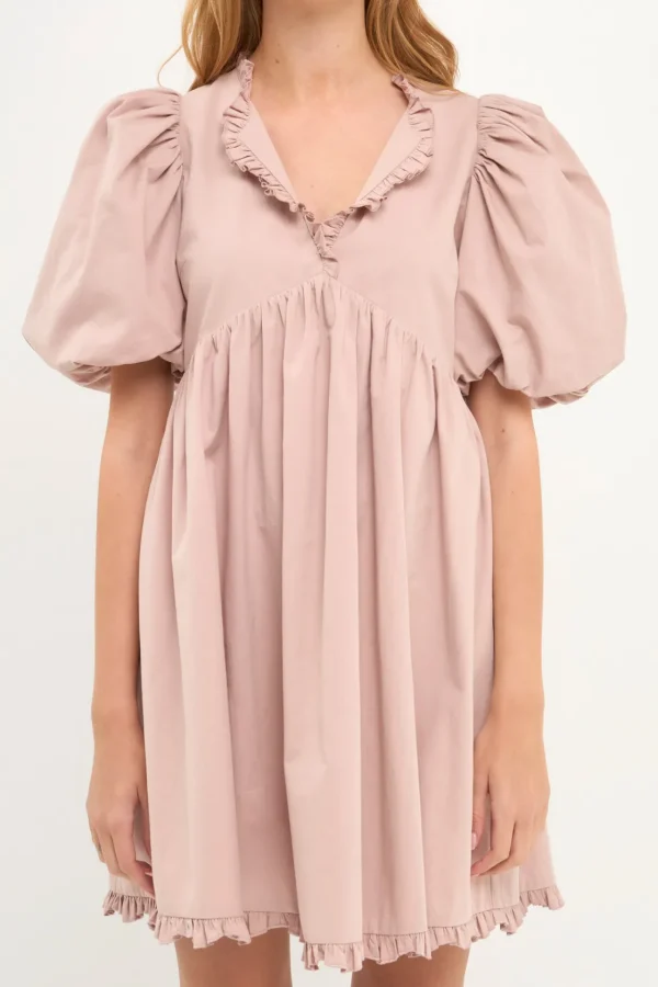 ENDLESS ROSE White Dresses | Tops*- Ruffle Detail Puff Sleeve Mini Dress