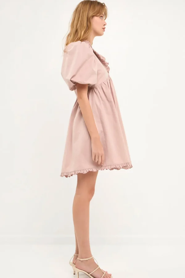 ENDLESS ROSE White Dresses | Tops*- Ruffle Detail Puff Sleeve Mini Dress