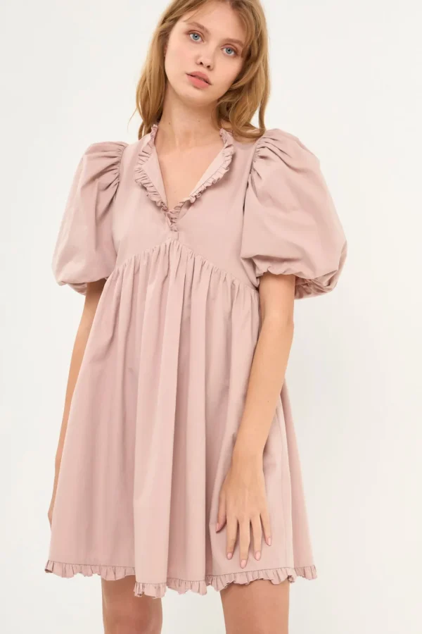 ENDLESS ROSE White Dresses | Tops*- Ruffle Detail Puff Sleeve Mini Dress