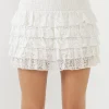 ENDLESS ROSE Skirts | Tops*- Ruffled Lace Mini Smocked Skirt WHITE