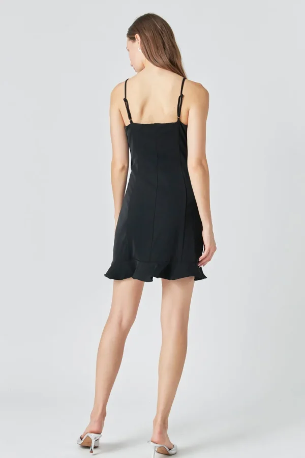 ENDLESS ROSE Little Black Dress | Tops*- Ruffled Mini Dress BLACK