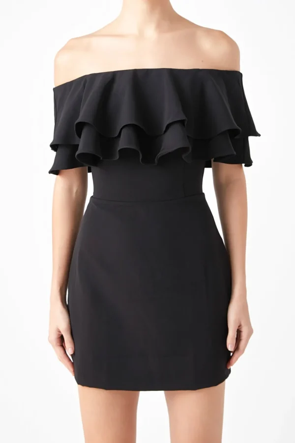 ENDLESS ROSE Sweaters & Knits | Tops*- Ruffled Off Shoulder Mini Dress