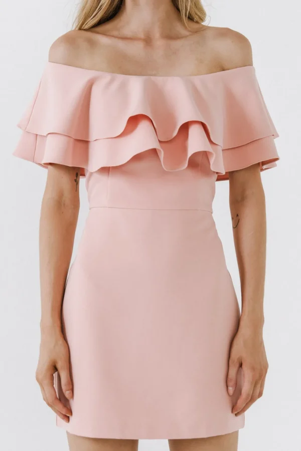 ENDLESS ROSE Sweaters & Knits | Tops*- Ruffled Off Shoulder Mini Dress
