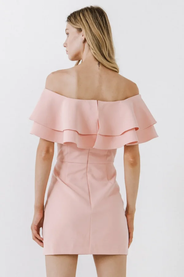 ENDLESS ROSE Sweaters & Knits | Tops*- Ruffled Off Shoulder Mini Dress