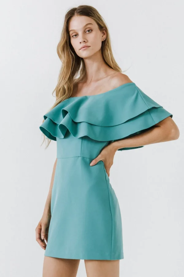 ENDLESS ROSE Sweaters & Knits | Tops*- Ruffled Off Shoulder Mini Dress