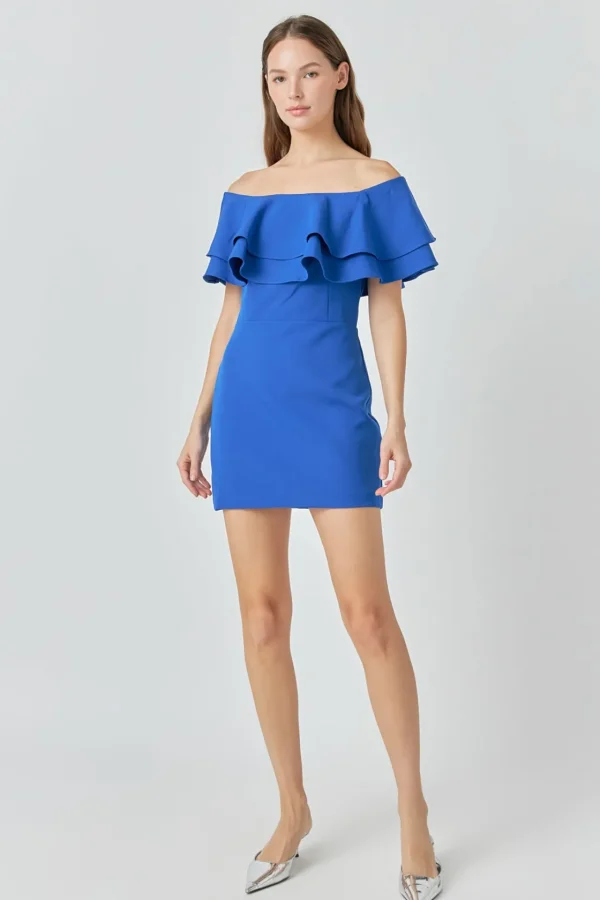 ENDLESS ROSE Sweaters & Knits | Tops*- Ruffled Off Shoulder Mini Dress