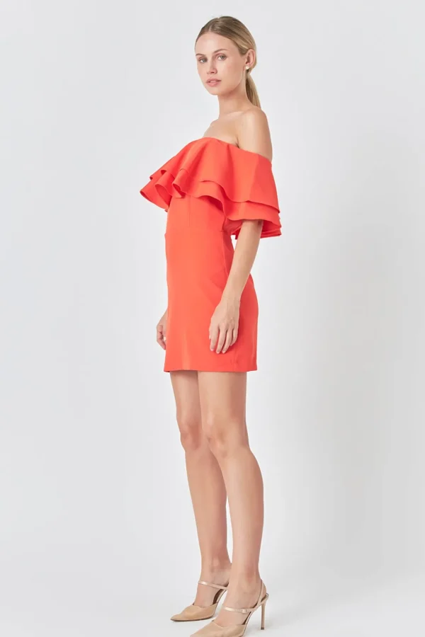 ENDLESS ROSE Sweaters & Knits | Tops*- Ruffled Off Shoulder Mini Dress